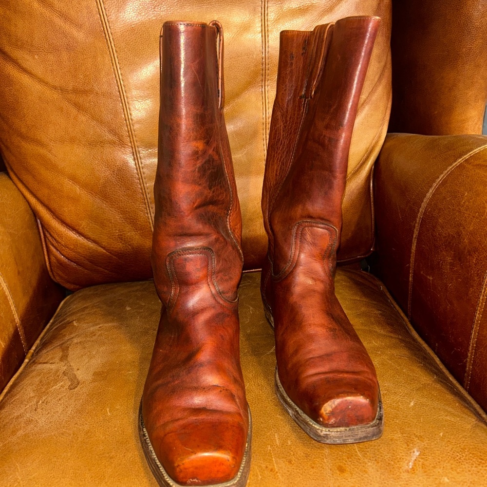 Frye Men's Tall Leather Cowboy Boots in Rich Chestnut